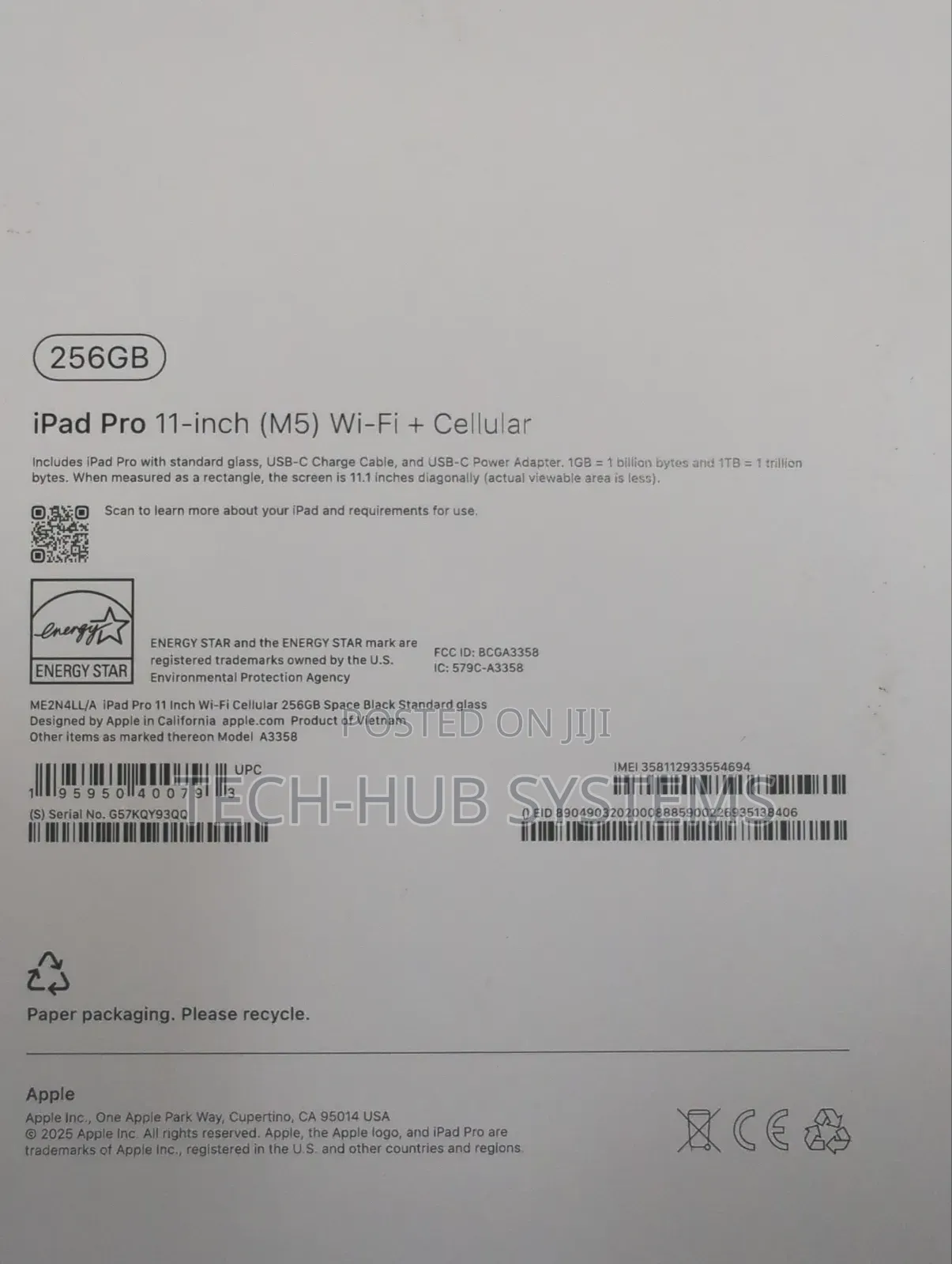 New Apple iPad Pro 256 GB Gray