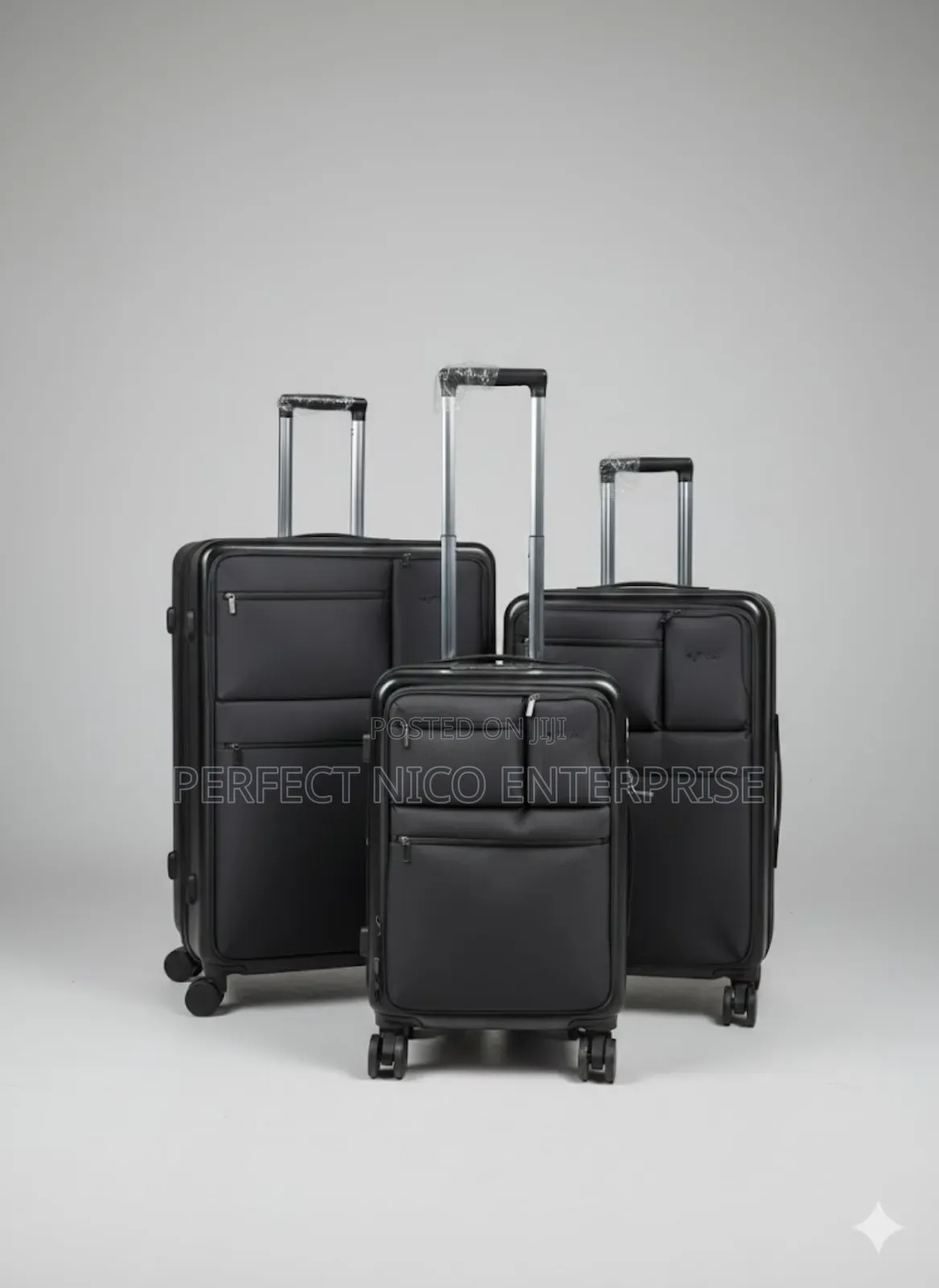 Foldable 4-Wheel Hard Shell Trolley Travel Luggage – Black Suitcase