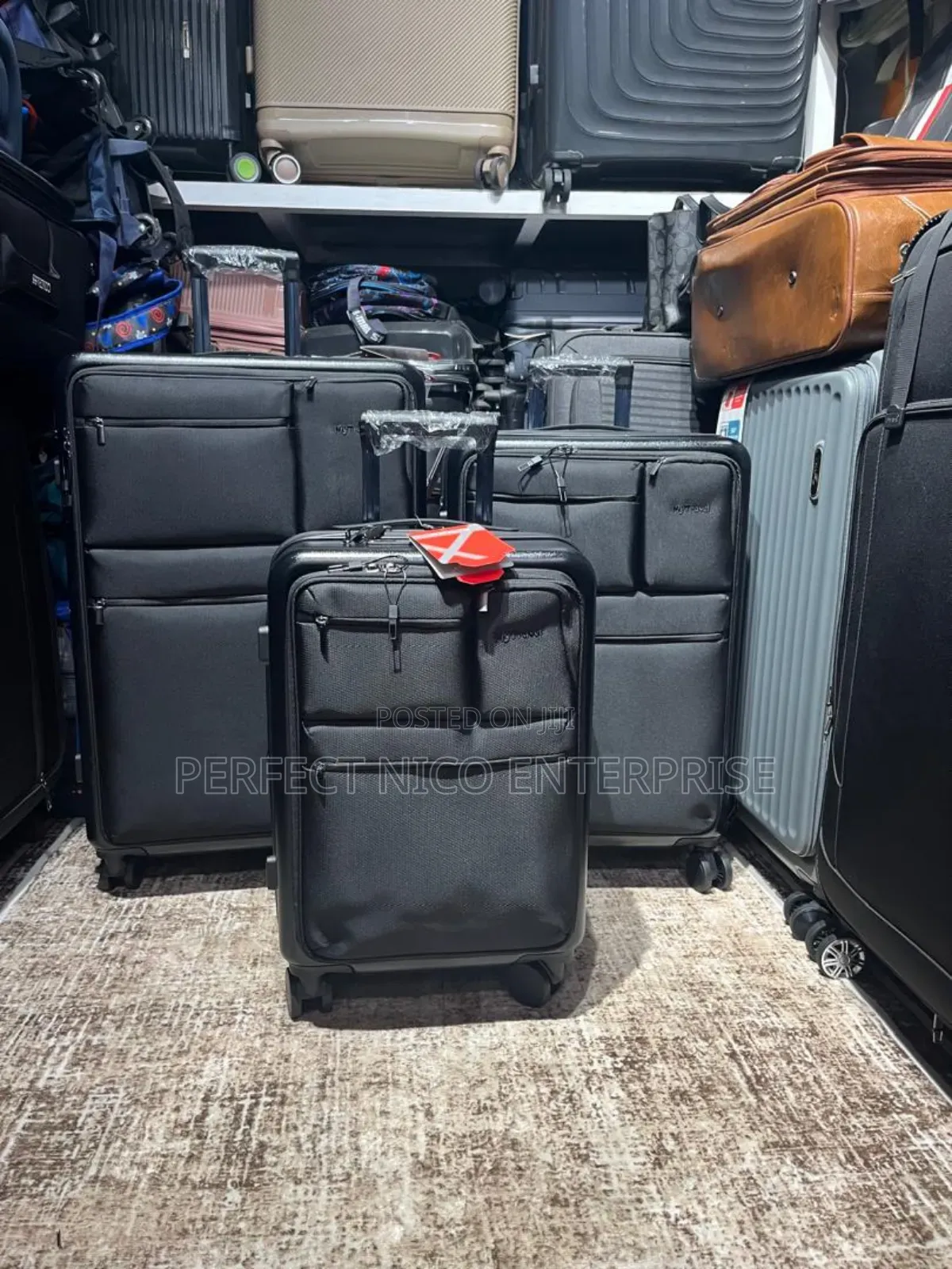 Foldable 4-Wheel Hard Shell Trolley Travel Luggage – Black Suitcase