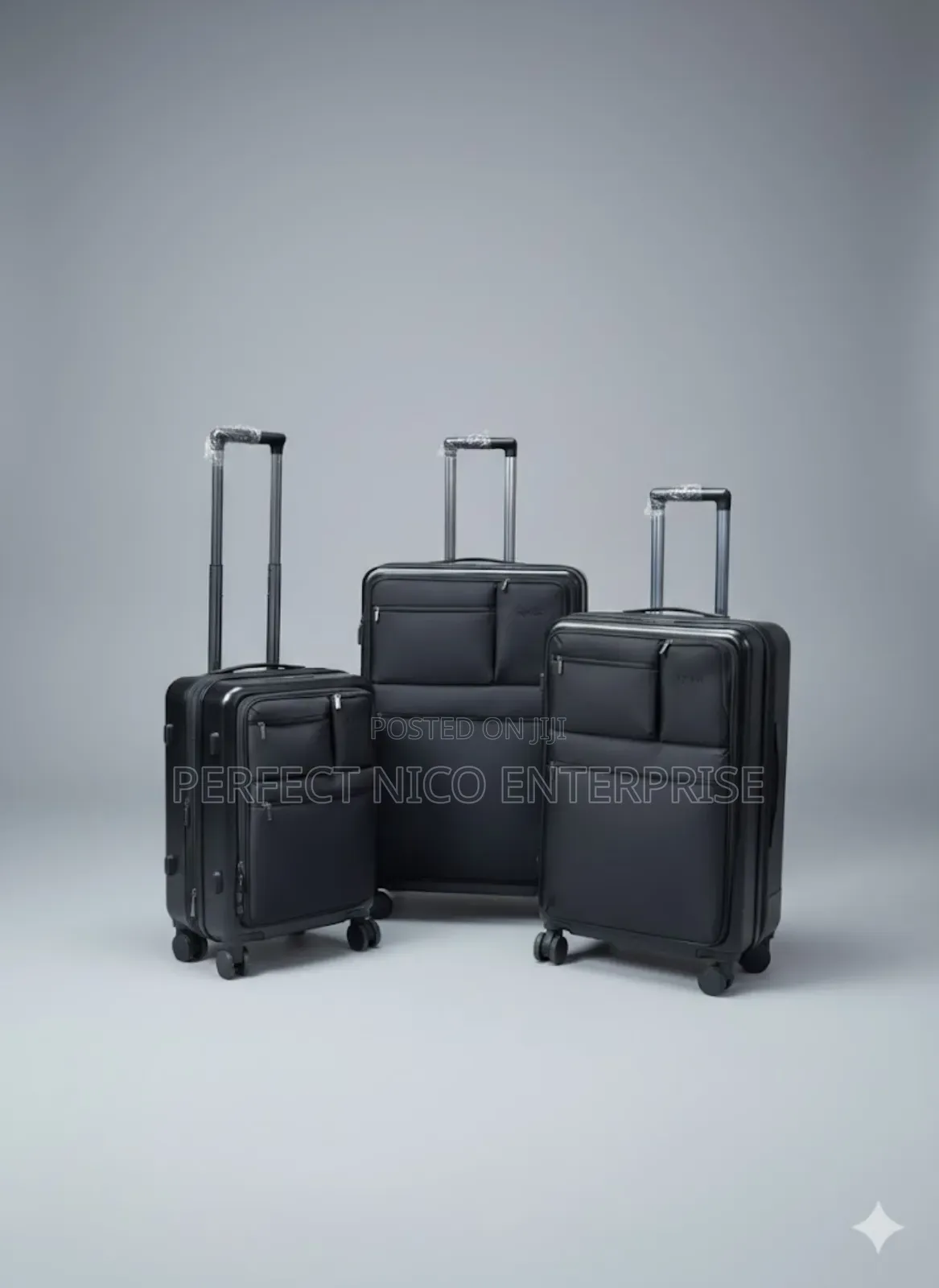Foldable 4-Wheel Hard Shell Trolley Travel Luggage – Black Suitcase