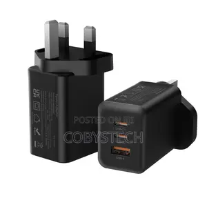 65w Gan Fast Charging Wall Adapter – Dual Usb-C + Usb-a (Free Cable)