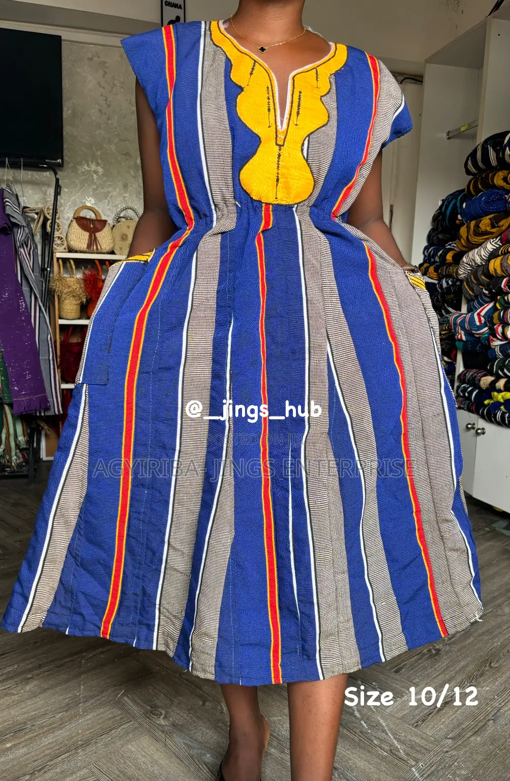 Blue and Red Ladies Smock Dress
