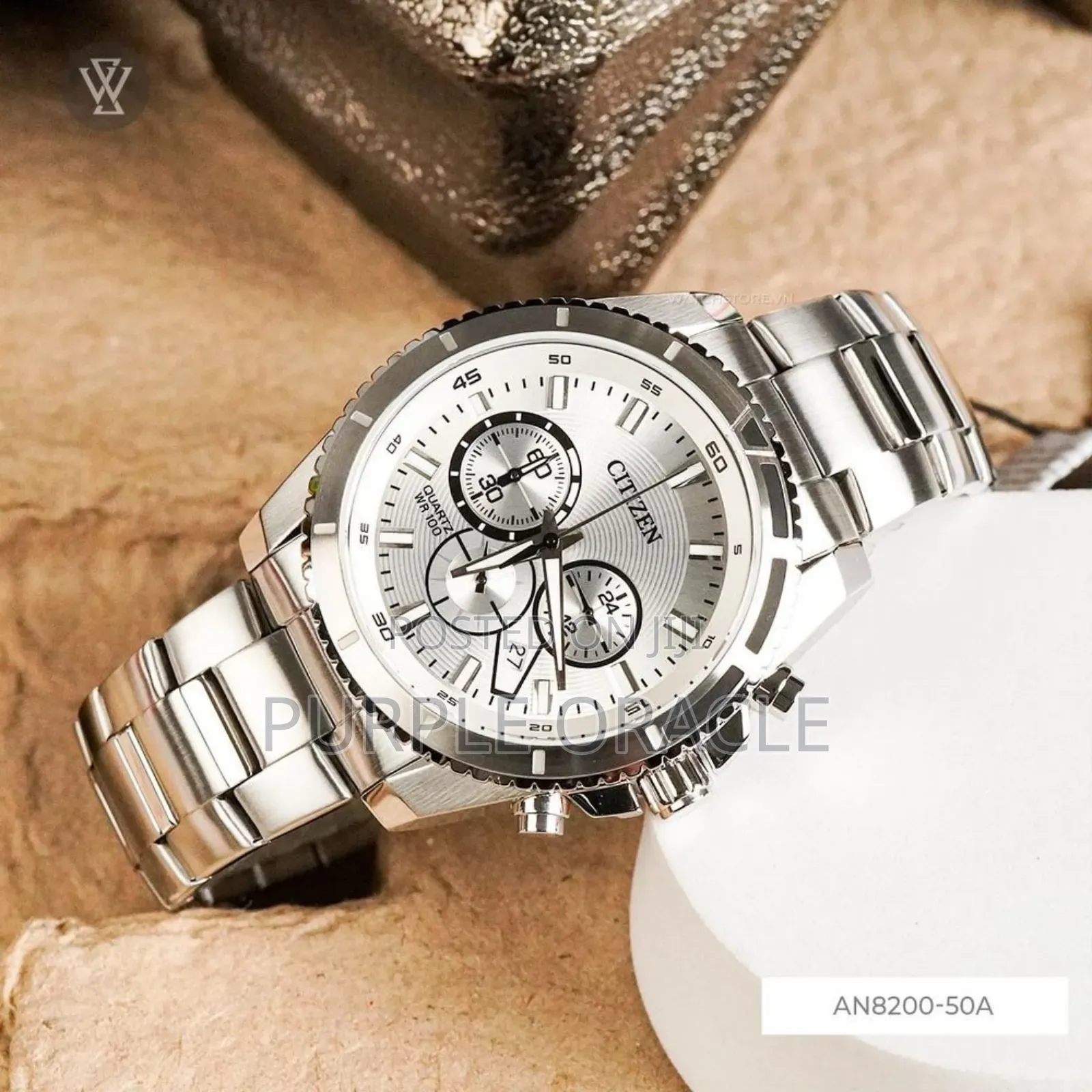 Original Citizen An8200-50a Chronograph Quartz White Dial Men's Watch.