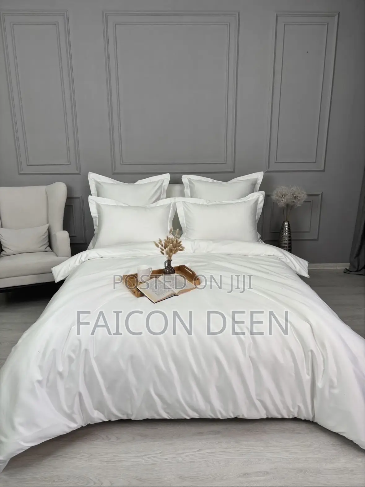 Fresh White Hotel Style (White Stripped Duvet Cover Only
