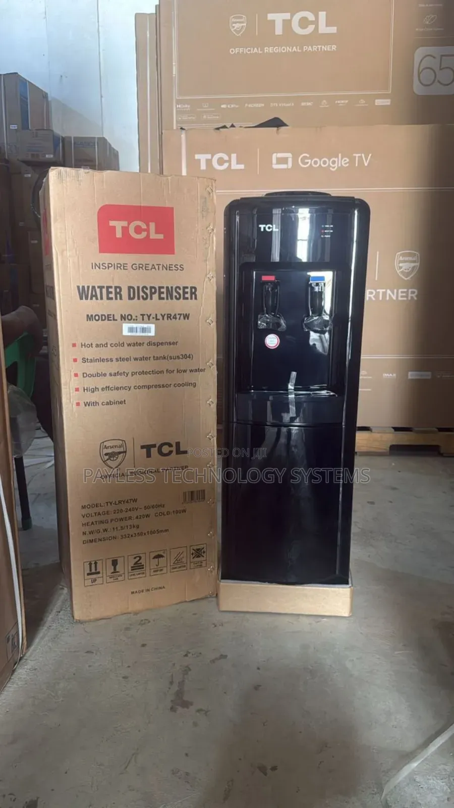 TCL Water Dispenser 2 Taps Top Load Black TCL-Lyr47w
