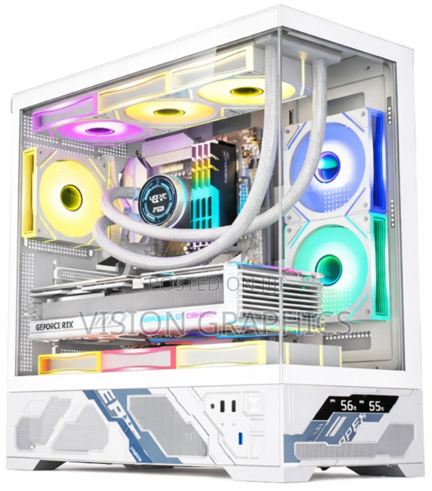 Full Atx Gaming Case With Temperature Display With 3 Argb Fans