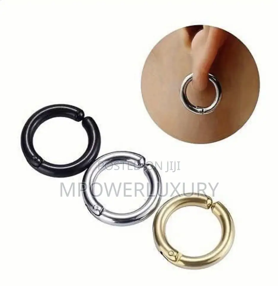 Non-Piercing Stainless Clip on Round Hoops Earrings for Unpierced Ear