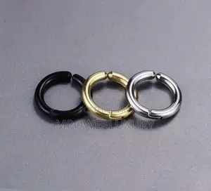 Non-Piercing Stainless Clip on Round Hoops Earrings for Unpierced Ear