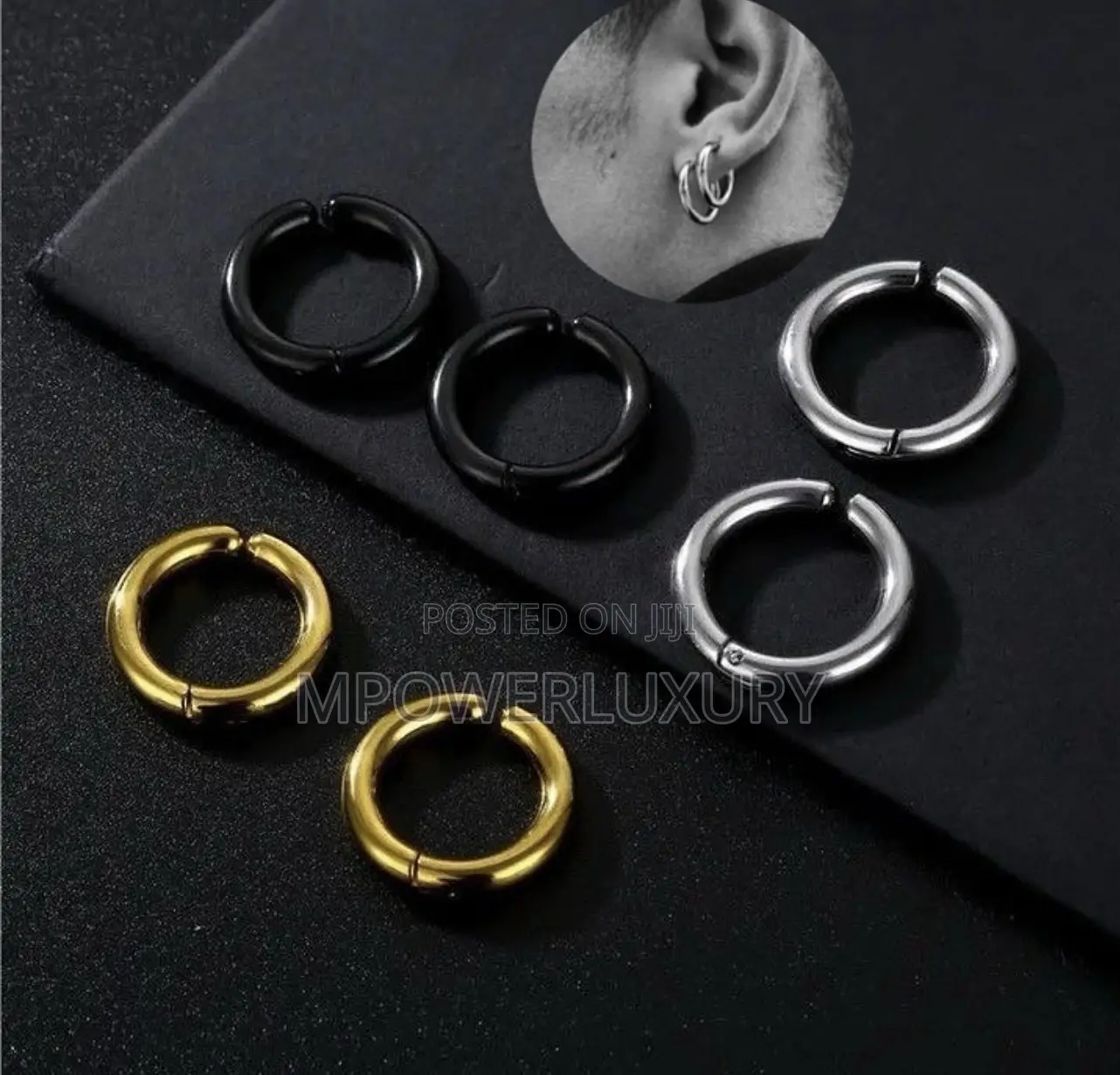 Non-Piercing Stainless Clip on Round Hoops Earrings for Unpierced Ear