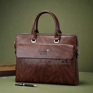Black And Brown Leather Montblanc Briefcase Or Laptop Bag.