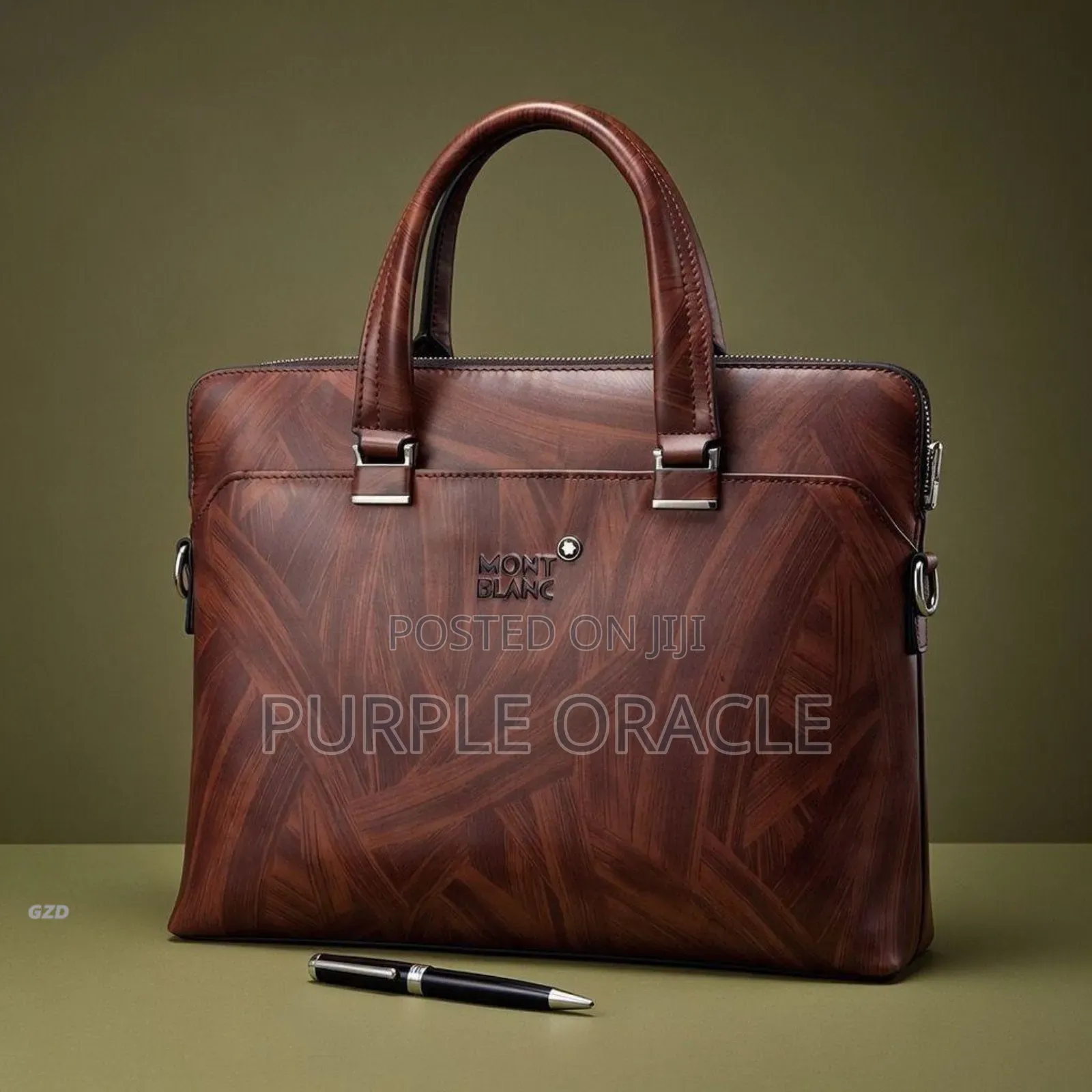 Black And Brown Leather Montblanc Briefcase Or Laptop Bag.