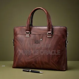 Black And Brown Leather Montblanc Briefcase Or Laptop Bag.