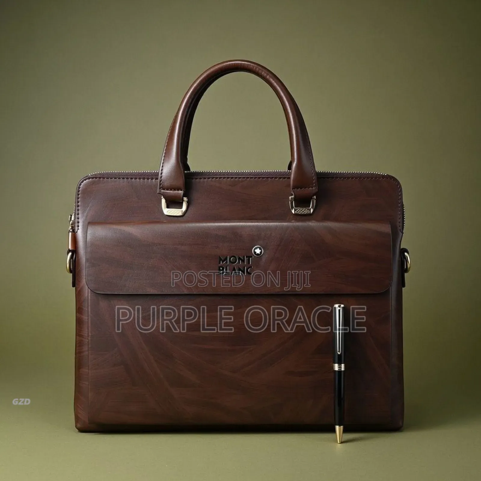 Black And Brown Leather Montblanc Briefcase Or Laptop Bag.