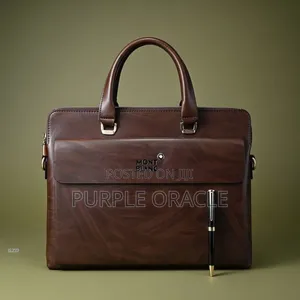Black And Brown Leather Montblanc Briefcase Or Laptop Bag.