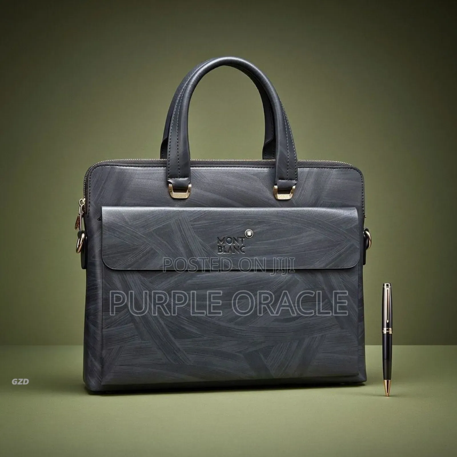 Black And Brown Leather Montblanc Briefcase Or Laptop Bag.