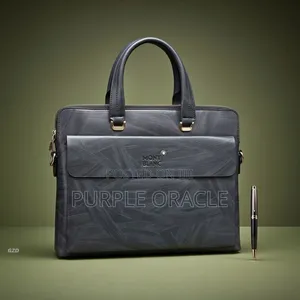 Black And Brown Leather Montblanc Briefcase Or Laptop Bag.