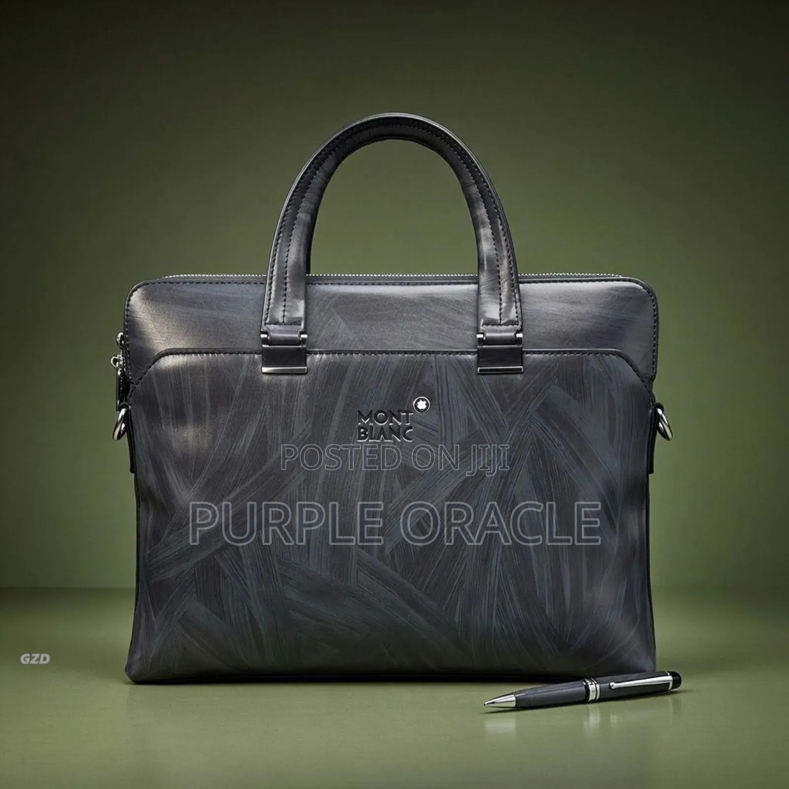Black And Brown Leather Montblanc Briefcase Or Laptop Bag.