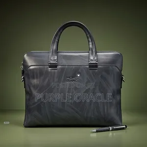 Black And Brown Leather Montblanc Briefcase Or Laptop Bag.