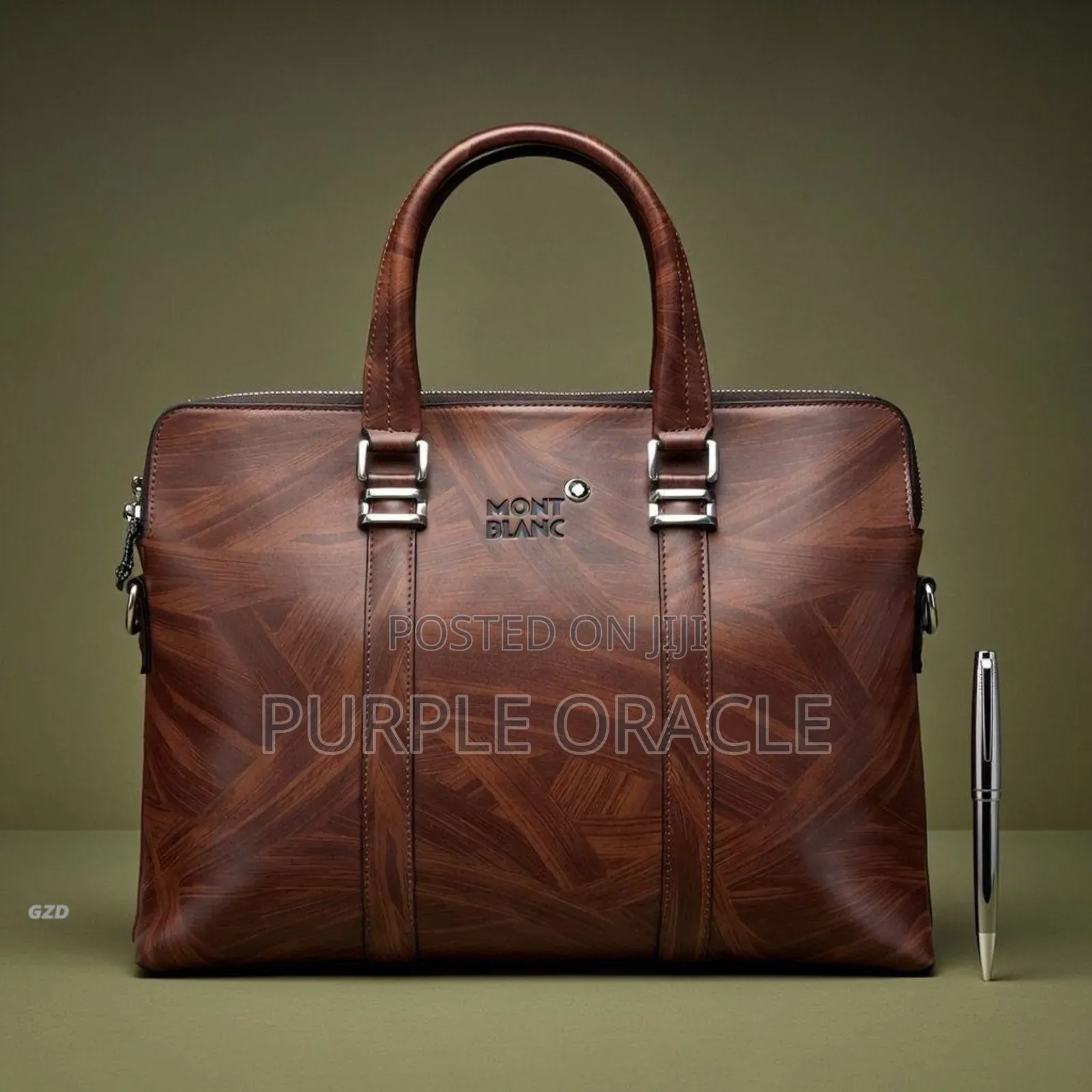 Black And Brown Leather Montblanc Briefcase Or Laptop Bag.