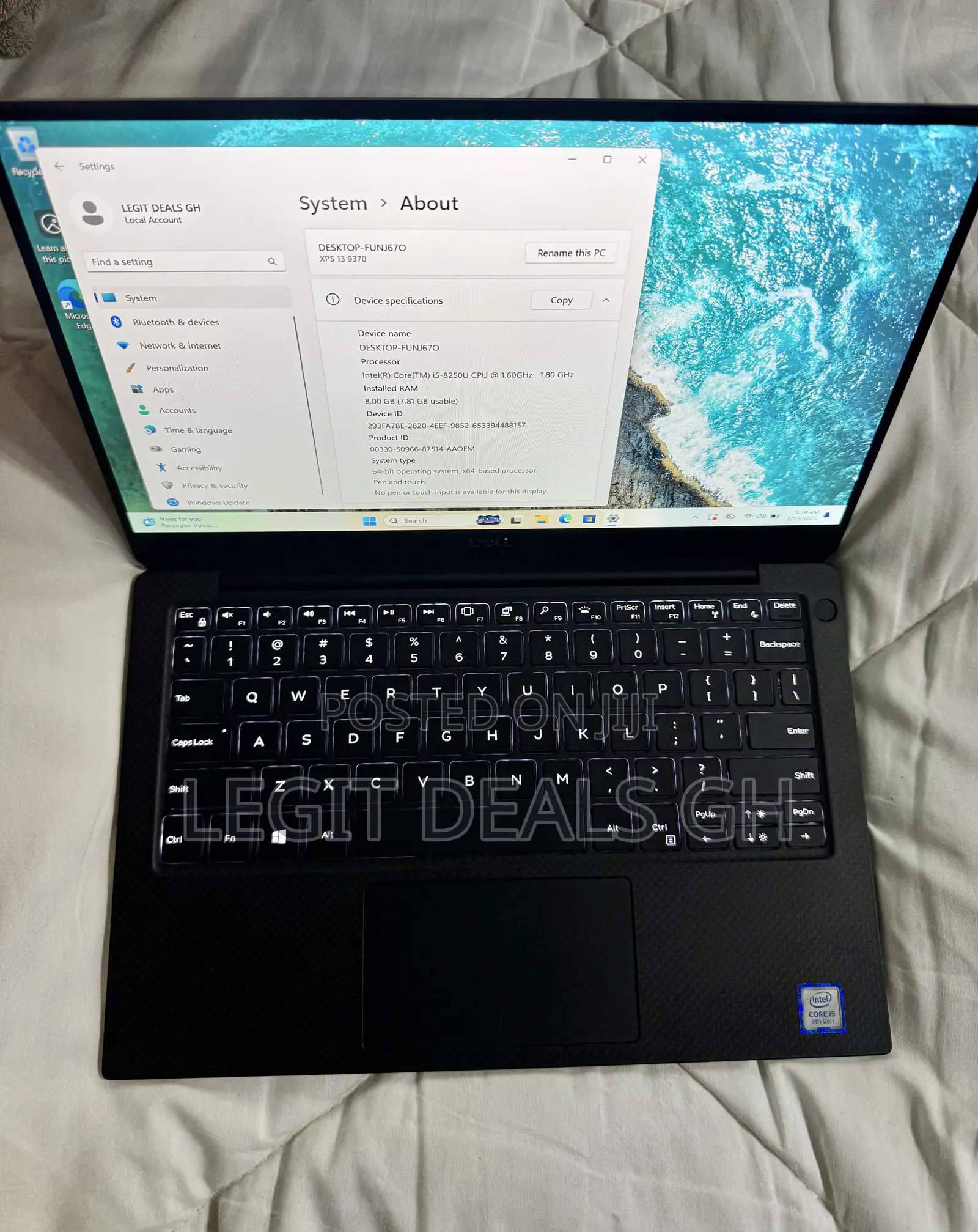 Laptop Dell XPS 13 8GB Intel Core i5 SSD 256GB