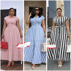 Striped Button Front Maxi Dress