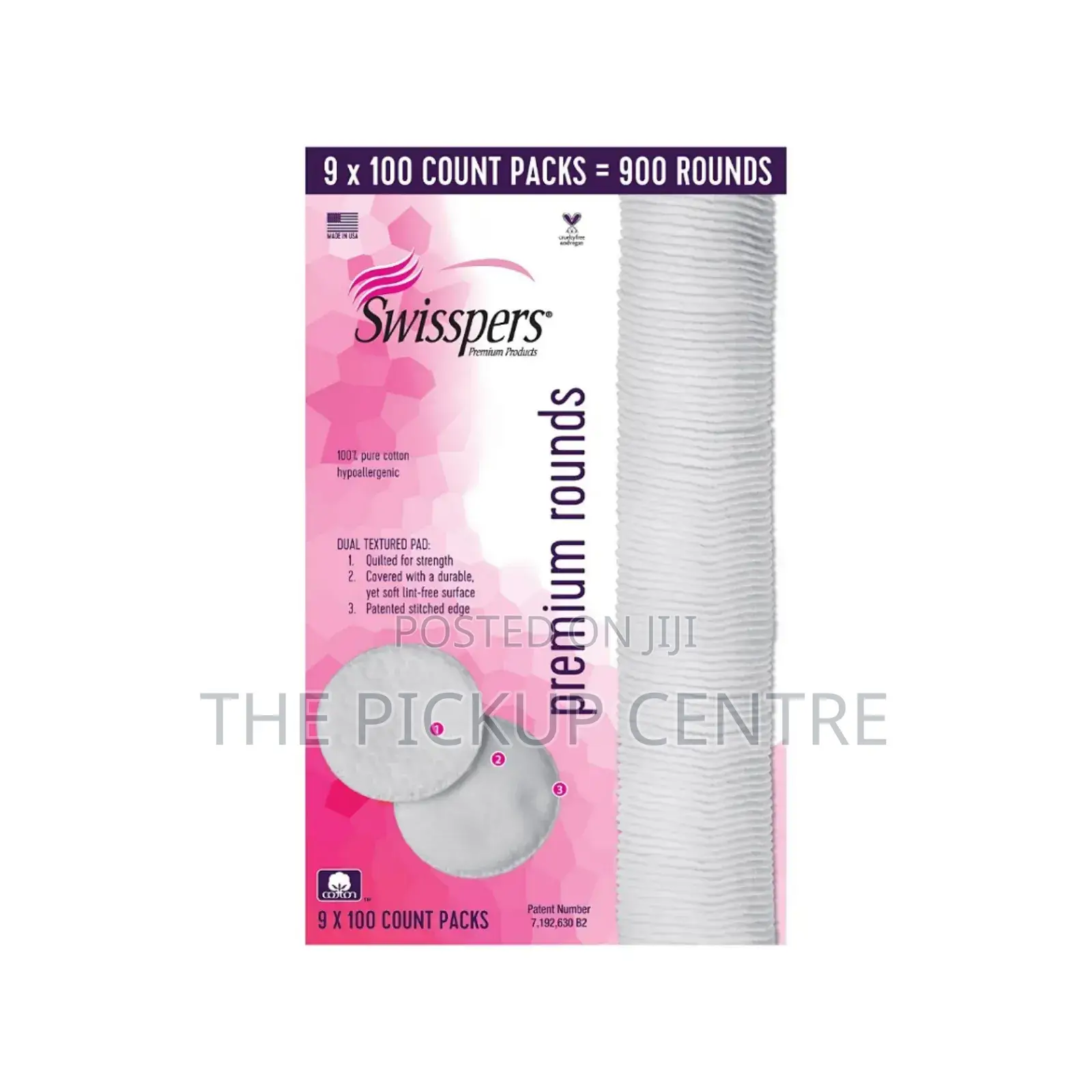 Swisspers Premium Hypoallergenic Cotton Rounds, 100-Count