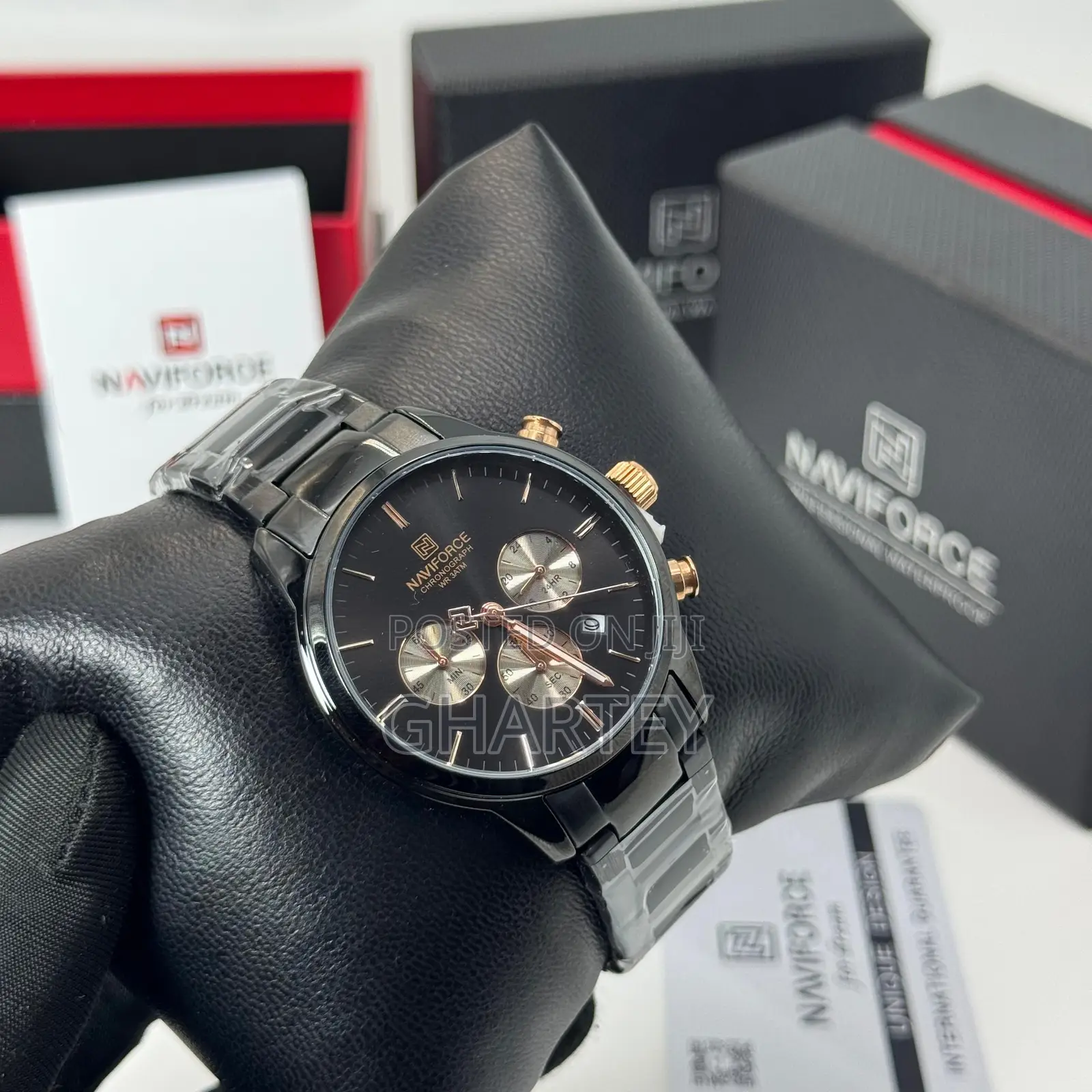 Naviforce Stainless Steel Band Luminous Date Display Chronometer
