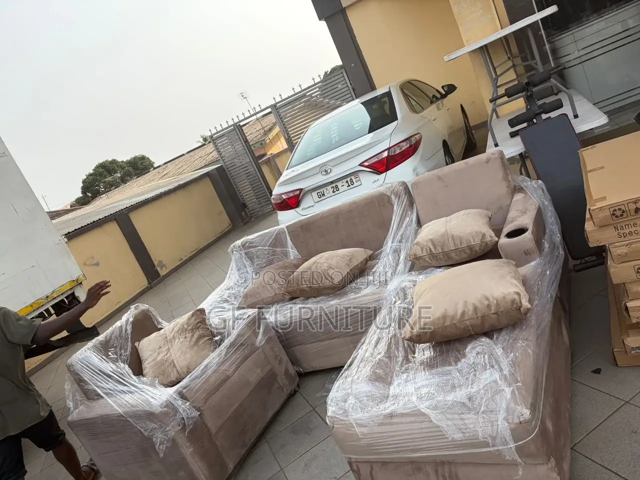 L-Shaped Sofa With Matching Single Armchair