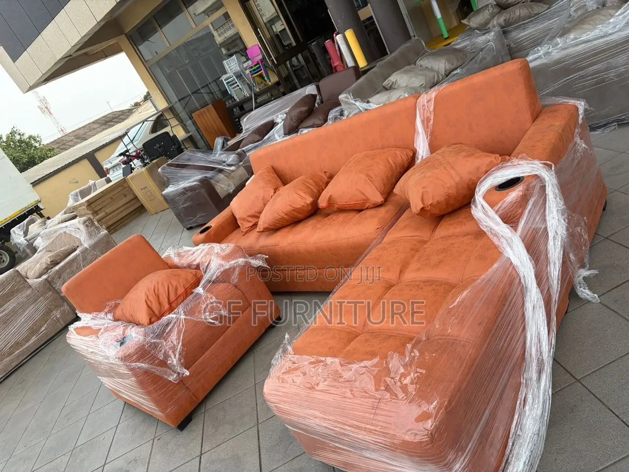 L-Shaped Sofa With Matching Single Armchair