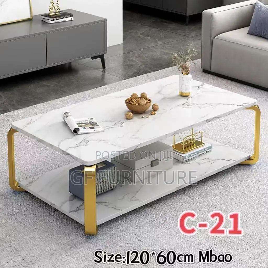 Marble Coffee Table With Gold Metal Frame