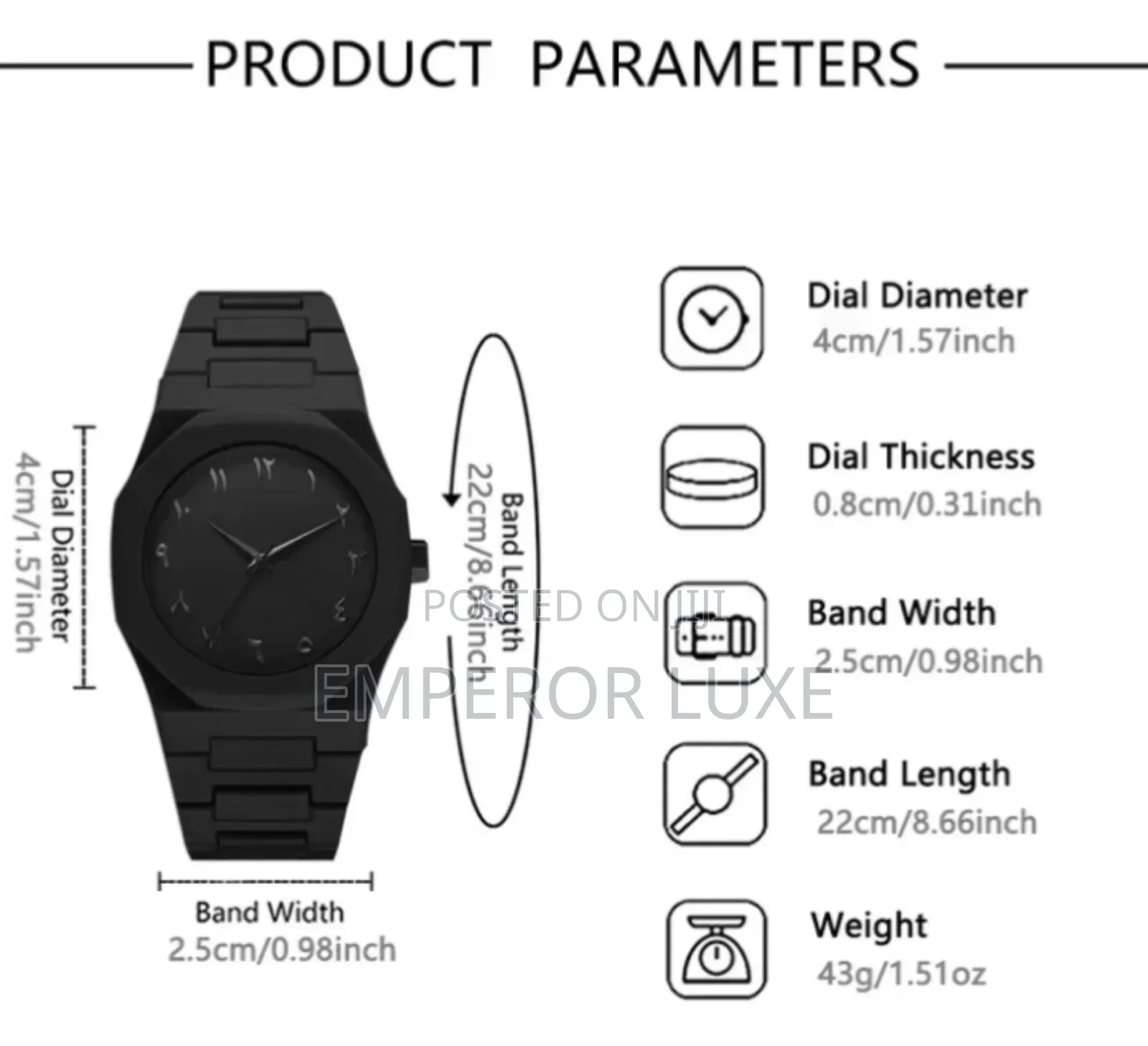 Luxury Men’S Wristwatch – Matte Black Executive Design