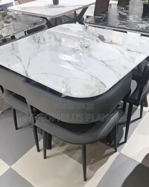 Dining Table Set ( 4 Seater Polished Mable Top )