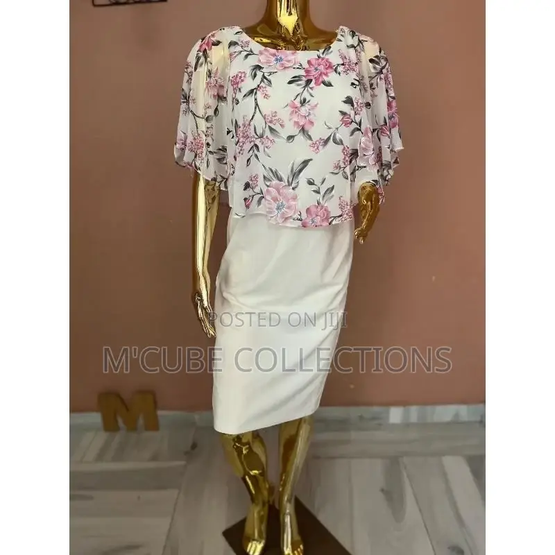 Floral Chiffon Top and White Midi Skirt Dress