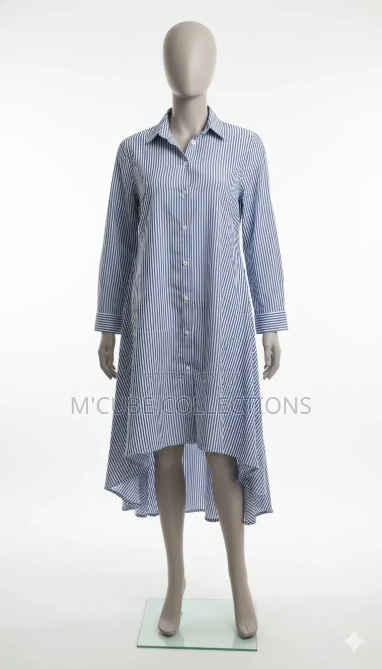 Sky Stripe Asym Shirt-Dress