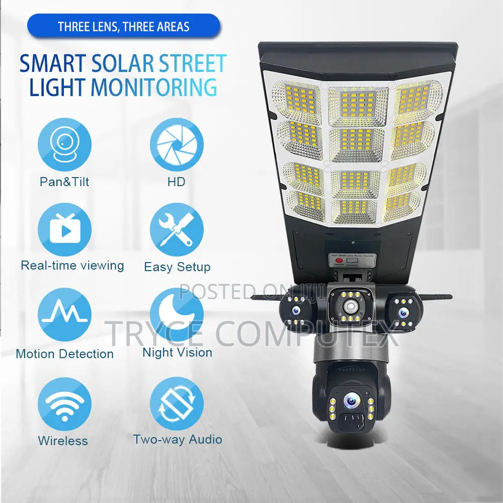 V380 Smart Solar Security Camera With Street Flood Light Lamp
