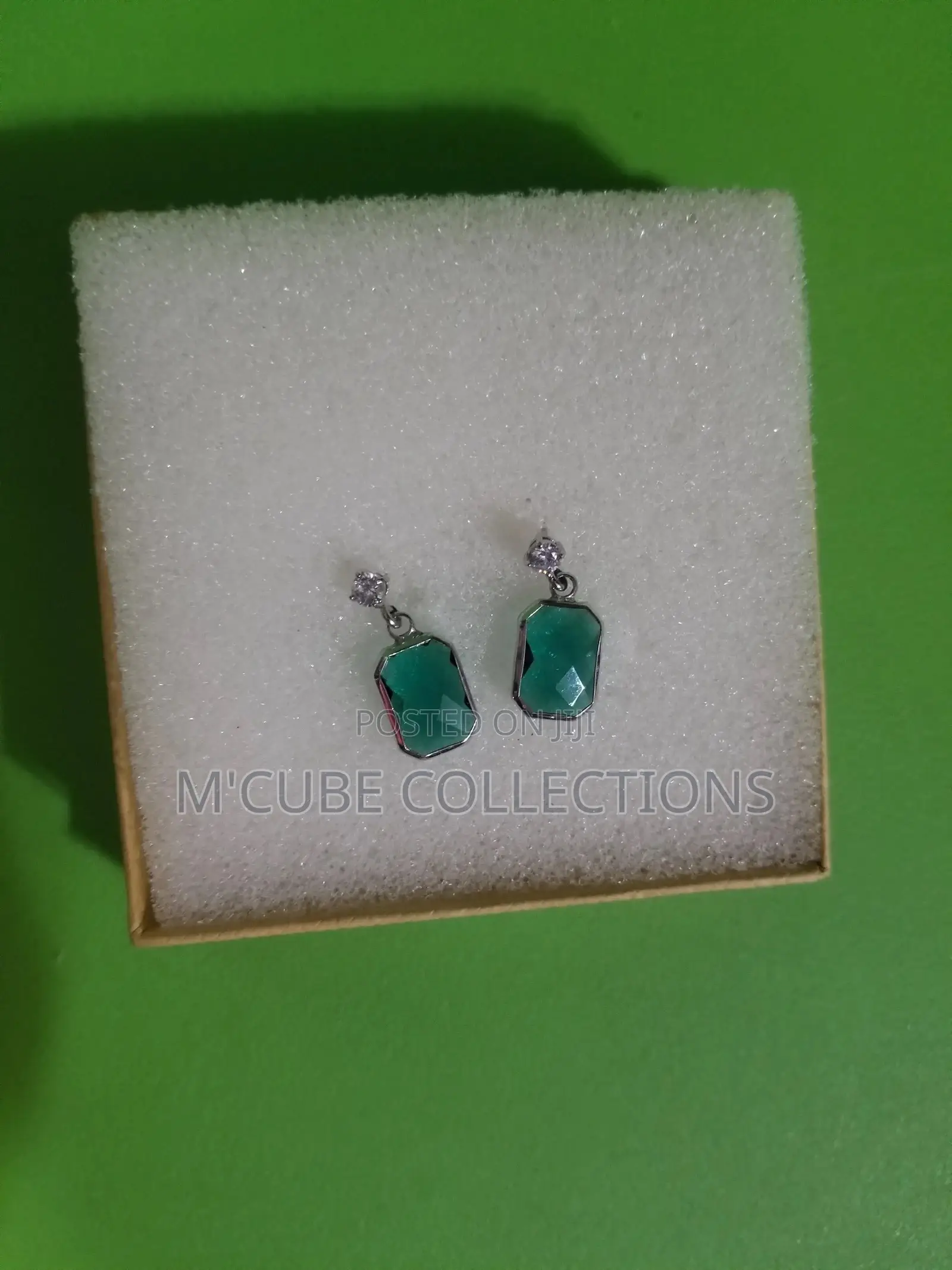 Emerald Green Gemstone Drop Earrings