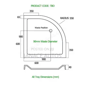 Low Profile 900mm X 900mm Quadrant/Square Shower Tray White