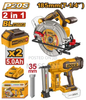 Cordless 20v Circular Saw 7.25" + Brad Nailer 35mm + 2 B - Cosli240866