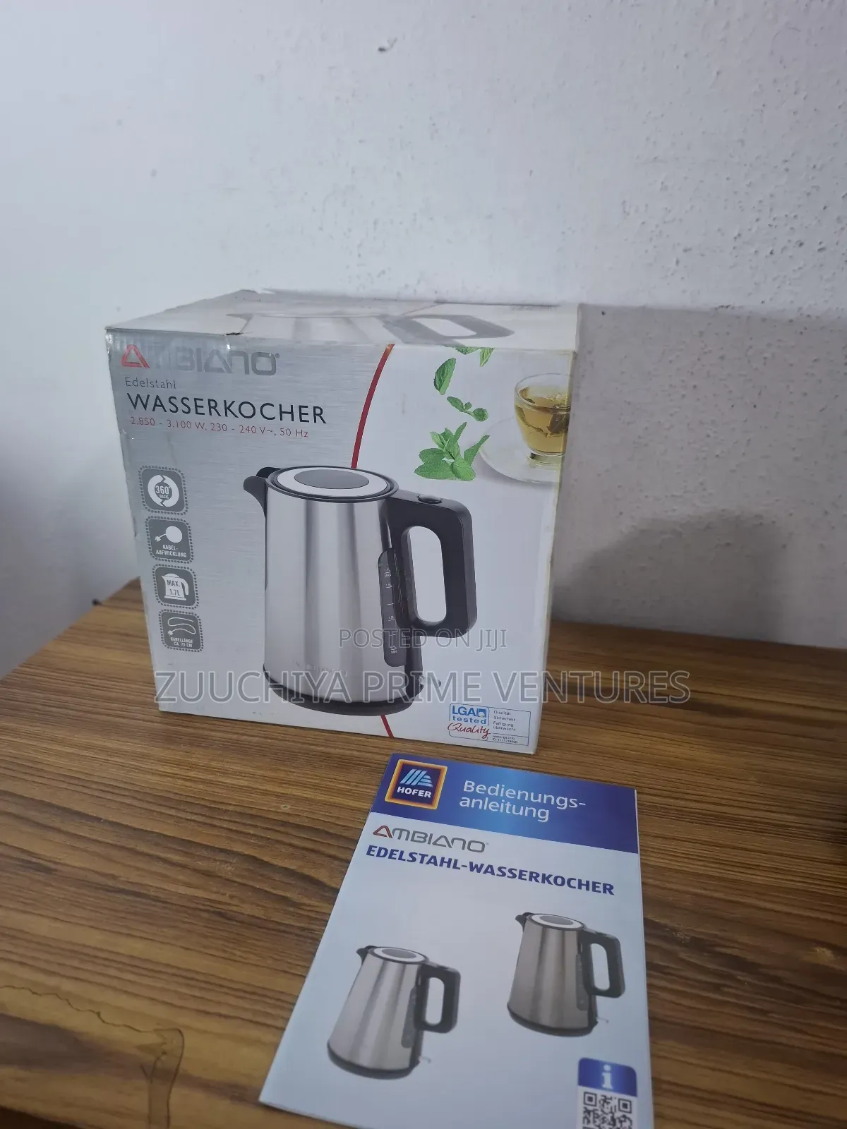 Ambiano 1.7l Stainless Steel Kettle From Germany 