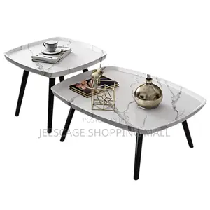 Modern Minimalist Style With a Faux Marble Top. Nesting Coffee Table