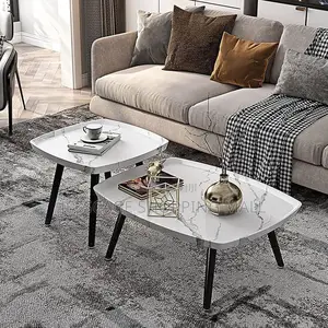 Modern Minimalist Style With a Faux Marble Top. Nesting Coffee Table
