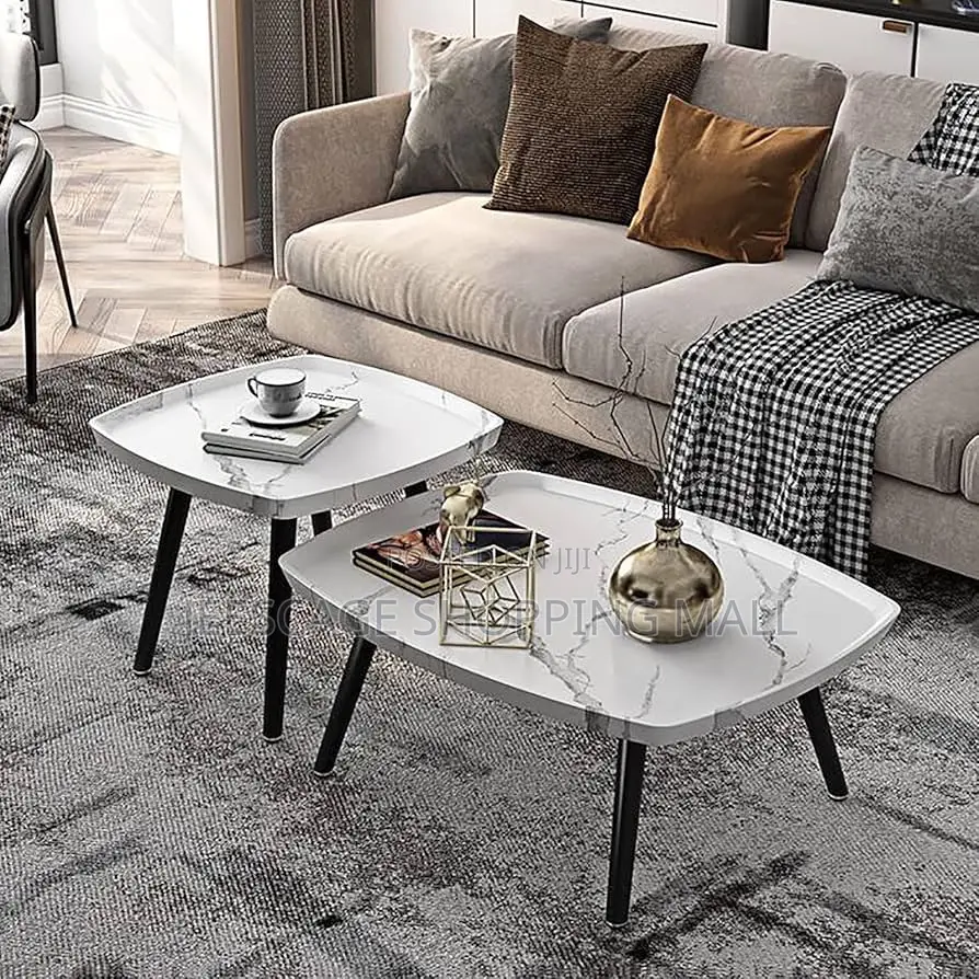 Modern Minimalist Style With a Faux Marble Top. Nesting Coffee Table