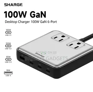 Sharge 100w Usb Charger 6 Ports Gan Desktop Charging Station Extension