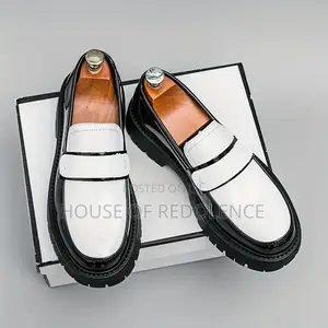 Dr. Martens White/Black Chunky Penny Loafers