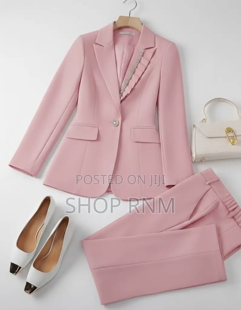Ladies Pink Trouser Suit Set