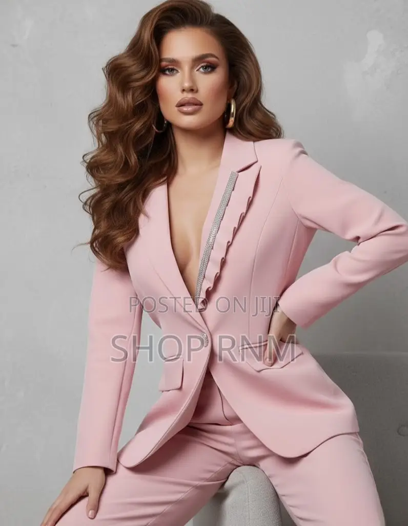 Ladies Pink Trouser Suit Set