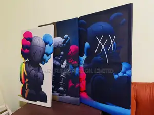 3 Pieces Set Wall Arts Kaws Real Canvas Colourful Frames