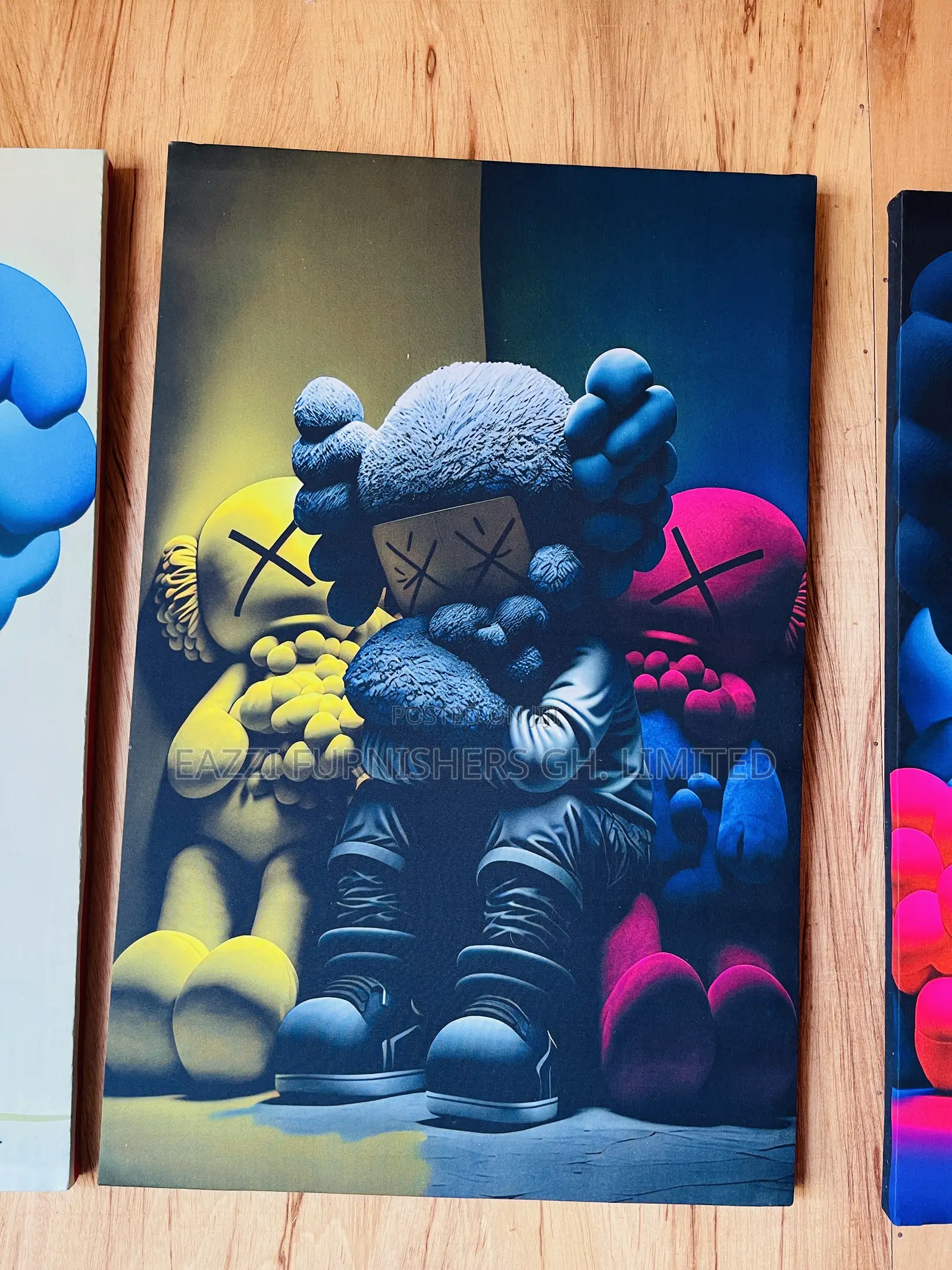 3 Pieces Set Wall Arts Kaws Real Canvas Colourful Frames