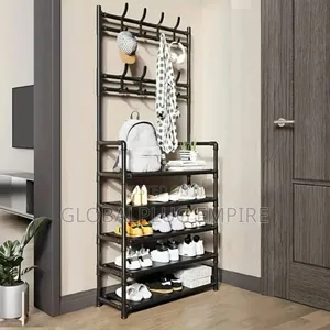 Modern Shoe Rack With Coat Hat Hooks