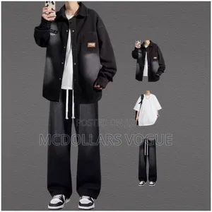 Men Buggy Jeans + T Shirt + Jacket ( 3 in 1)